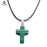 ROYALBEIER Hexagonal Column Necklace Natural Crystal Stone Tiger Eye Pendant Leather Chains Necklace For Women Jewelry