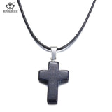 ROYALBEIER Hexagonal Column Necklace Natural Crystal Stone Tiger Eye Pendant Leather Chains Necklace For Women Jewelry