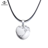 ROYALBEIER Hexagonal Column Necklace Natural Crystal Stone Tiger Eye Pendant Leather Chains Necklace For Women Jewelry