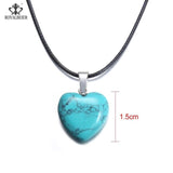 ROYALBEIER Hexagonal Column Necklace Natural Crystal Stone Tiger Eye Pendant Leather Chains Necklace For Women Jewelry