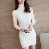 Sweater Dress 2019 White Turtleneck Sweater Ladies Long Pullover Knitted Soft Chunky Sweater Winter Clothes Korean Sweaters